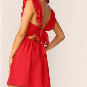 tie back red dress